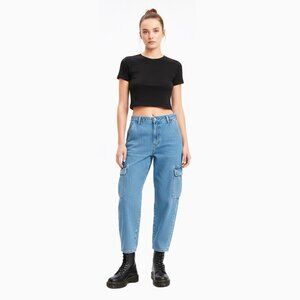 Levi's Blue Cotton Cargo Jeans 27 Carpenter Tapered Balloon Y2K 90s Grunge Punk